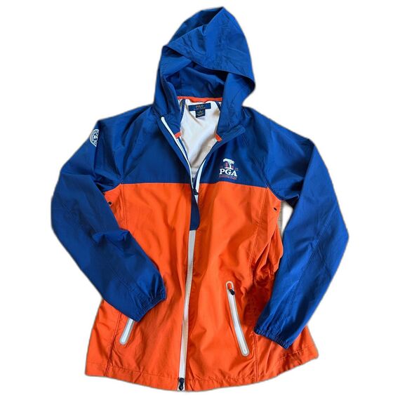 Polo Ralph Lauren PGA 2020 Hooded Windbreaker Full Zip Medium Blue Orange Golf - Picture 1 of 8